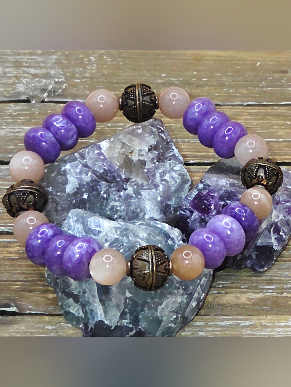 Charoite, Sunstone and Copper Beaded Bracelet
